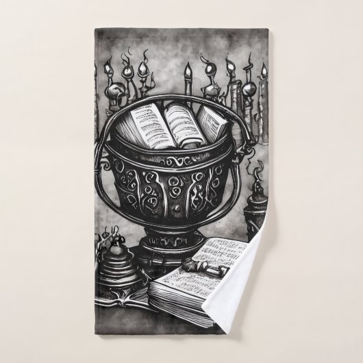Silvery Steampunk Cauldron Spellbooks and Potions Bad Handdoek (Handdoek)