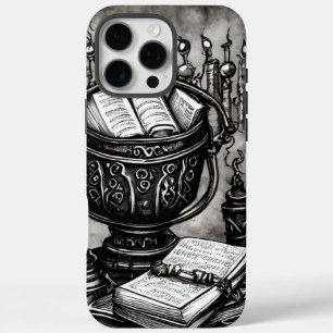 Silvery Steampunk Cauldron Spellbooks and Potions iPhone 16 Pro Max Hoesje