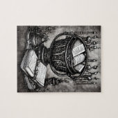 Silvery Steampunk Cauldron Spellbooks and Potions Legpuzzel (Horizontaal)