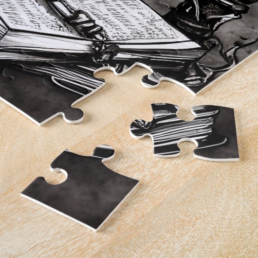 Silvery Steampunk Cauldron Spellbooks and Potions Legpuzzel (Zijkant)