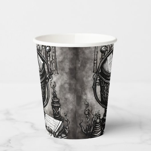 Silvery Steampunk Cauldron Spellbooks and Potions Papieren Bekers (Links)