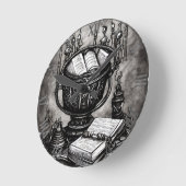 Silvery Steampunk Cauldron Spellbooks and Potions Ronde Klok (Hoek)