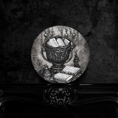 Silvery Steampunk Cauldron Spellbooks and Potions Ronde Klok