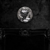 Silvery Steampunk Cauldron Spellbooks and Potions Ronde Klok