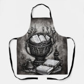 Silvery Steampunk Cauldron Spellbooks and Potions Schort (Voorkant)