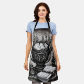 Silvery Steampunk Cauldron Spellbooks and Potions Schort (Gedragen)