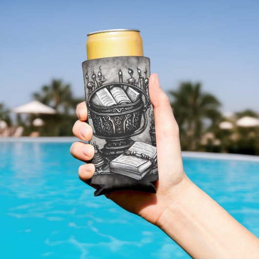 Silvery Steampunk Cauldron Spellbooks and Potions Seltzer Blikjeskoeler (Insitu Zwembad)