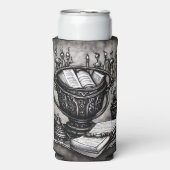 Silvery Steampunk Cauldron Spellbooks and Potions Seltzer Blikjeskoeler (Seltzer Voorkant)