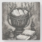Silvery Steampunk Cauldron Spellbooks and Potions Stenen Onderzetter (Voorkant)