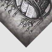 Silvery Steampunk Cauldron Spellbooks and Potions Tissuepapier (Detail)