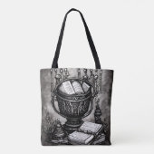 Silvery Steampunk Cauldron Spellbooks and Potions Tote Bag (Achterkant)