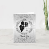Silvery White Bride & Groom Silhouette Note Kaart (Voorkant)