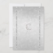 Silvery White Crescent Moon & Stars Baby shower Kaart (Achterkant)