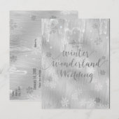Silvery White Ice Snowflakes Winter Wonderland Aankondigingskaart (Voorkant / Achterkant)