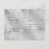 Silvery White Ice Snowflakes Winter Wonderland Aankondigingskaart (Achterkant)