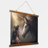 Silvery white Unicorn & spirit guardian Hangend Wandkleed (Gebogen)
