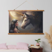 Silvery white Unicorn & spirit guardian Hangend Wandkleed (Slaapkamer)