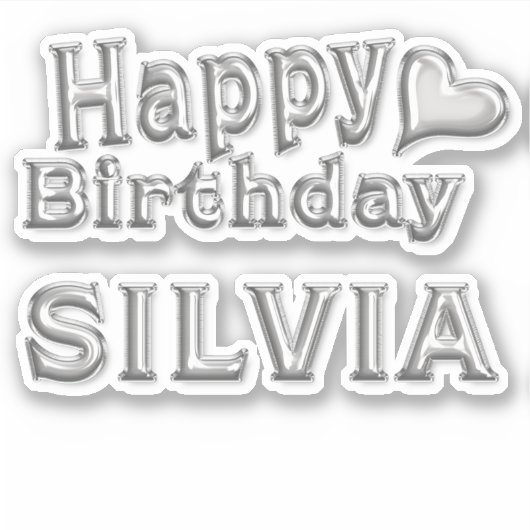 Silvia Happy Birthday silver Aufkleber Sticker (Voorkant)