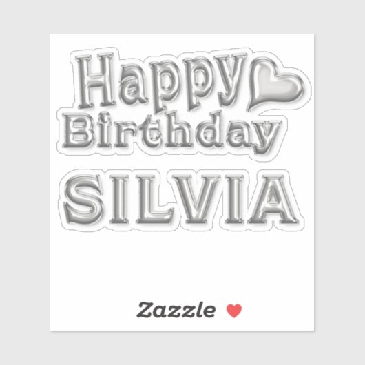 Silvia Happy Birthday silver Aufkleber Sticker (Vel)