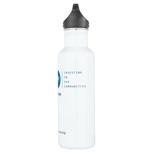 SIM Foundation Water Fles met Blauwgroen Logo (Rechts)