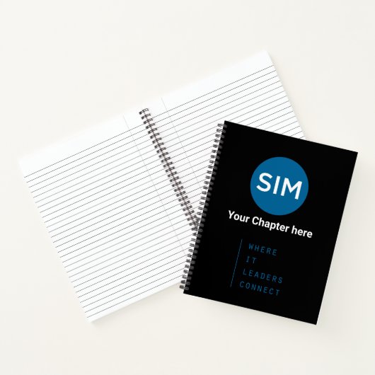 SIM in het Blauwgroen op zwart Notitieboek (Binnen)