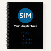 SIM in het Blauwgroen op zwart Notitieboek (Voorkant)