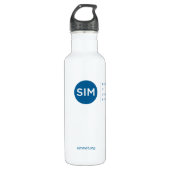 SIM-Logo met Blauwgroen Tagline Waterfles (Voorkant)