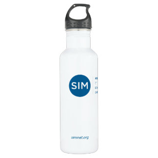 SIM-Logo met Blauwgroen Tagline Waterfles