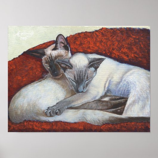 Simaese Cat Art poster "Family Nap" (Voorkant)