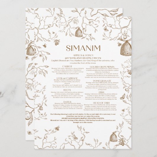 Simanim Kaart (Voorkant / Achterkant)