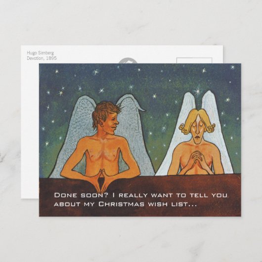 Simberg Two grappige engelen CC0613-kerstBriefkaar Feestdagenkaart (Voorkant / Achterkant)