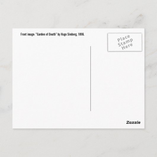 Simberg's tuin van het briefkaart ter dood (Achterkant)