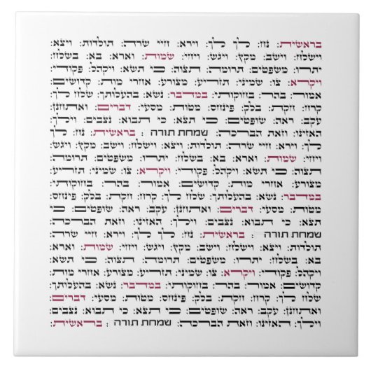 Simchat Torah - Hebreeuwse Parshiot Cyclus joods Tegeltje (Voorkant)