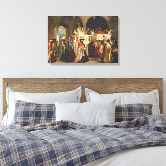 Simchat Torah van Solomon Hart - Circa 1850 Canvas Afdruk (Insitu (Slaapkamer))