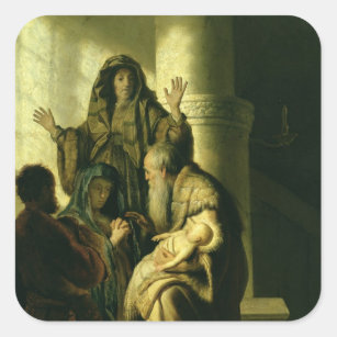Simeon and Hannah in the Temple, c.1627 Vierkante Sticker