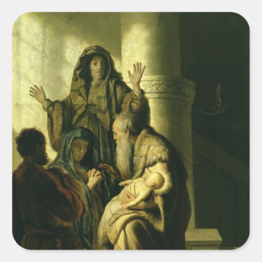 Simeon and Hannah in the Temple, c.1627 Vierkante Sticker (Voorkant)