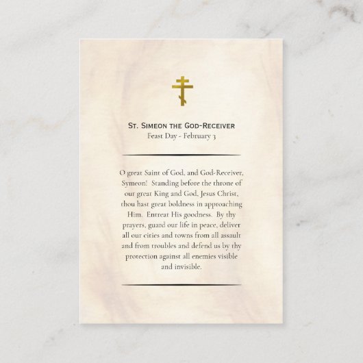 Simeon, de Kaart van het Orthodoxe Gebed Plaatskaartje (Achterkant)