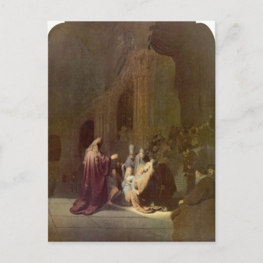 Simeon in de tempel door Rembrandt Briefkaart (Voorkant)