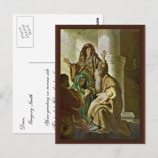 Simeon in de tempel. Door Rembrandt Van Rijn Briefkaart (Voorkant / Achterkant)