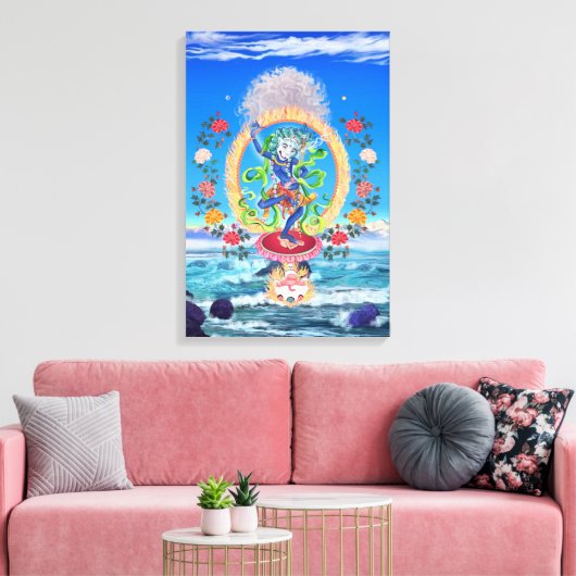 Simhamukha, leeuwenhoofd wijsheid Dakini Canvas Afdruk (Insitu (Woonkamer))