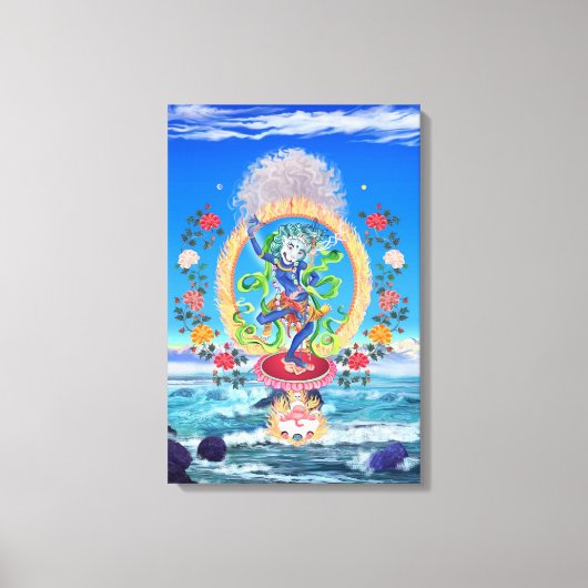 Simhamukha, leeuwenhoofd wijsheid Dakini Canvas Afdruk (Voorkant)