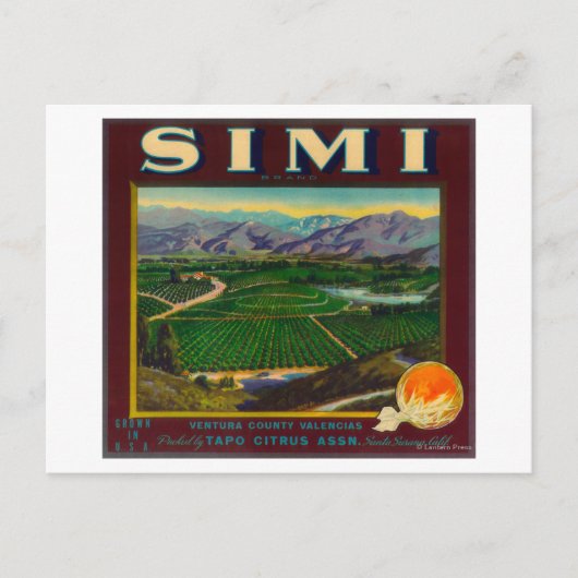 Simi Oranje LabelSanta Susana, CA Feestdagenkaart (Voorkant)