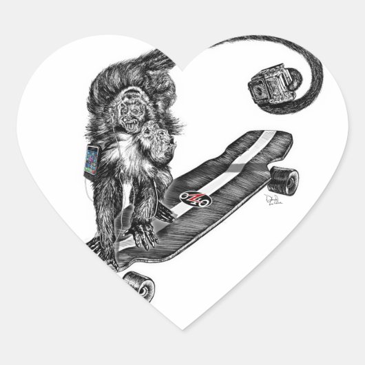 Simian Selfie Art Hart Sticker (Voorkant)