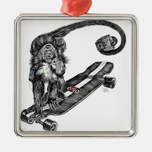 Simian Selfie Art Metalen Ornament (Voorkant)