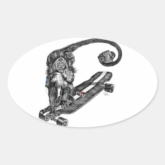 Simian Selfie Art Ovale Sticker (Voorkant)