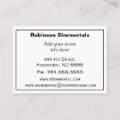 Simmental Bull in Pasture    Visitekaartje (Achterkant)