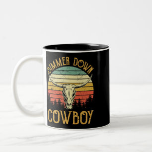 Simmer Down Cowboy Cowgirl Country Music Western B Tweekleurige Koffiemok