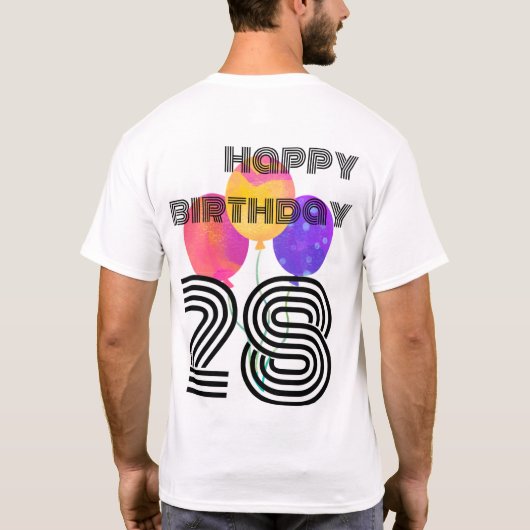 Simmi mode Happy 28th Birthday T-shirt (Achterkant)
