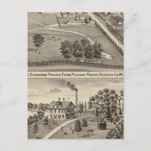 Simmon's Prairie Boerderij, Kenosha Water Cure Briefkaart