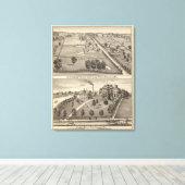 Simmon's Prairie Boerderij, Kenosha Water Cure Canvas Afdruk (Insitu (Houten vloer))